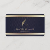 Carte De Visite Quill Noir Mobile QR Code Gold Marine (Devant)