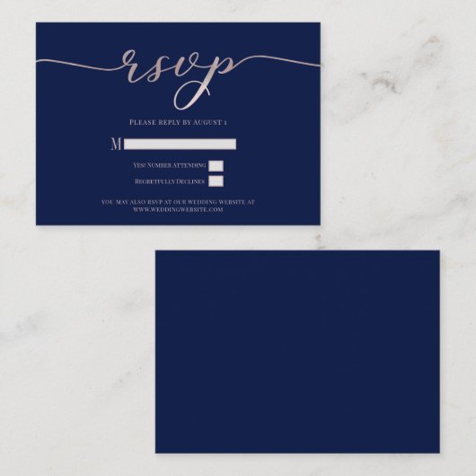 Carte De Visite R.S.V.P. Mariage, boîte de réponse (Devant / Derrière)