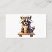 Carte De Visite Raccoon Drinking Iced Coffee (Dos)