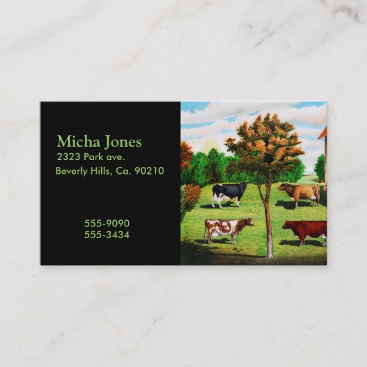 Carte De Visite Races typiques de vache à cru à la ferme (Devant)