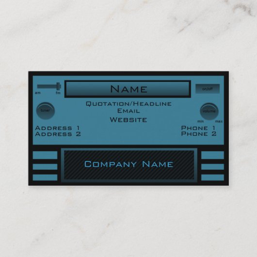 Carte de visite radio rétro, bleu (Devant)