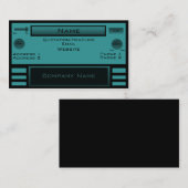 Carte de visite radio rétro, Turquoise (Devant / Derrière)