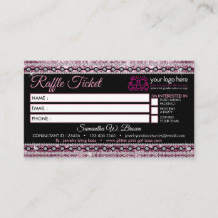 Carte De Visite Raffle-Ticket Glitz magasin de bijoux rose