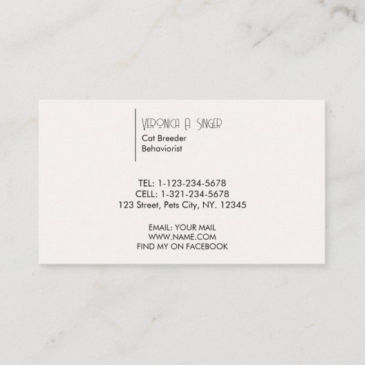 Carte De Visite Ragdoll Breeder Behavioriste QR Code Cat (Dos)