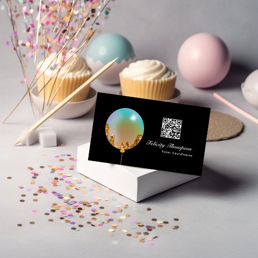 Carte De Visite Rainbow and Gold Ballots Event Industry QR Code