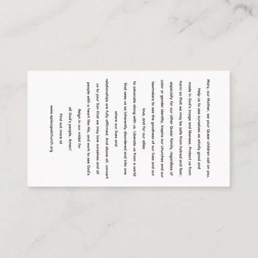 Carte De Visite Rainbow Black Madonna Holy Card (Dos)