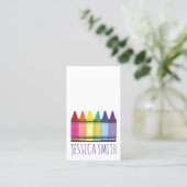 Carte De Visite Rainbow Crayons Artist Art Teacher Pride Éducation (Debout devant)