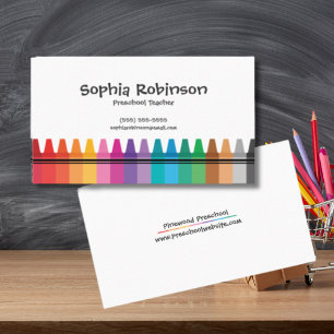 Carte De Visite Rainbow Crayons Enseignant préscolaire