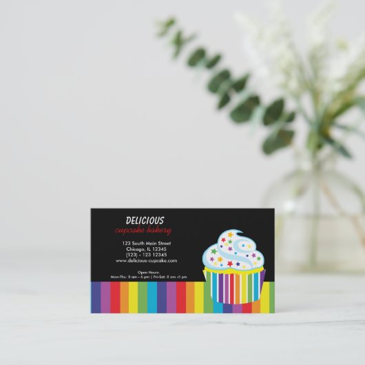Carte De Visite Rainbow Cupcake (Debout devant)