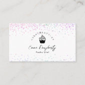 Carte De Visite Rainbow Glitter Cupcake Logo Pastry Chef (Devant)