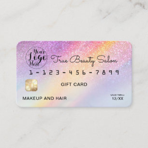 Carte De Visite Rainbow Holograph Parties scintillant Ombre crédit