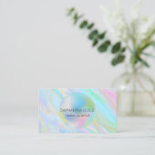 Carte De Visite Rainbow Holographic Estheticician Qr Code Entrepri (Debout devant)