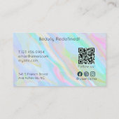 Carte De Visite Rainbow Holographic Estheticician Qr Code Entrepri (Dos)