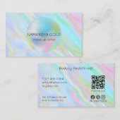 Carte De Visite Rainbow Holographic Estheticician Qr Code Entrepri (Devant / Derrière)