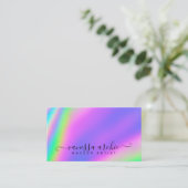 Carte De Visite Rainbow Holographic Foil Beauty Service (Debout devant)
