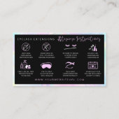 Carte De Visite Rainbow Lash Extension Aftercare  (Dos)