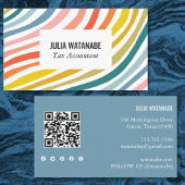 Carte De Visite Rainbow Minimale Stripes QR Code Social Media