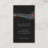 Carte De Visite Rainbow Music Notes Music Teacher Elegant (Dos)