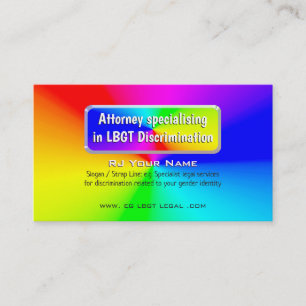 Carte De Visite Rainbow Nameplate LGBT Attorney Law Services
