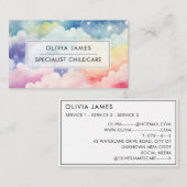 Carte De Visite Rainbow Nuages Garde d'enfants Babysitter Garderie (Devant / Derrière)