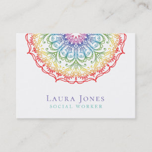 Carte De Visite Rainbow Ombre Mandala Ladies Pride Hair Styliste
