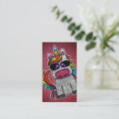 Carte De Visite Rainbow Parties scintillant Unicorn Professionnel  (Debout devant)