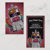 Carte De Visite Rainbow Parties scintillant Unicorn Professionnel  (Devant / Derrière)