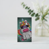 Carte De Visite Rainbow Parties scintillant Unicorn Professionnel  (Debout devant)