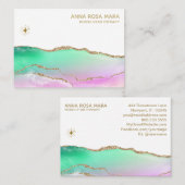 Carte De Visite *~* Rainbow Pastel Agate Gold Parties scintillant  (Devant / Derrière)