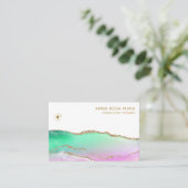 Carte De Visite *~ Rainbow Pastel Agate Gold Parties scintillant V (Debout devant)