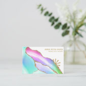 Carte De Visite *~* Rainbow Pastel Agate White Gold Parties scinti (Debout devant)