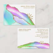 Carte De Visite *~* Rainbow Pastel Agate White Gold Parties scinti (Devant / Derrière)