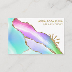 Carte De Visite *~* Rainbow Pastel Agate White Gold Parties scinti