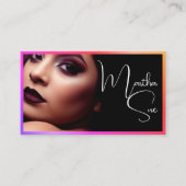 Carte De Visite Rainbow Pink Photo Image Modèle d'influence modern (Devant)