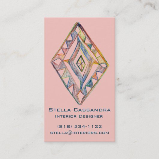 Carte De Visite Rainbow prisme vertical créatif rose géométrique (Devant)