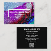 Carte De Visite *~* Rainbow QR Parties scintillant Glitz Glam Luxe (Devant / Derrière)