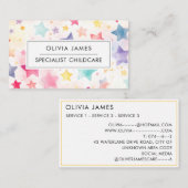 Carte De Visite Rainbow Star Babysitter Garde d'enfants Nanny (Devant / Derrière)