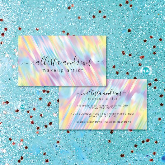 Carte De Visite Rainbow Unicorn Holographic Makeup Artiste