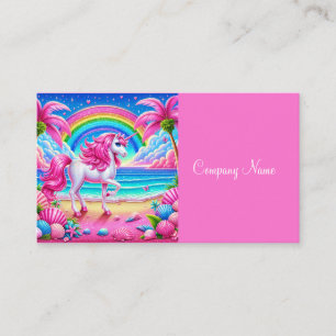 Carte De Visite Rainbow Unicorn sur une plage tropicale