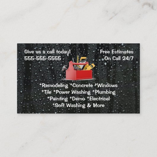 Carte de visite Raindrop Handyman (Dos)