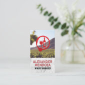 Carte De Visite Raisins de laiton | MARBRE BLANC | Vignoble (Debout devant)