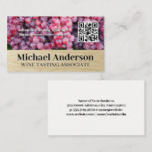 Carte De Visite Raisins de vin | Code barre QR | Grain de bois (Devant / Derrière)