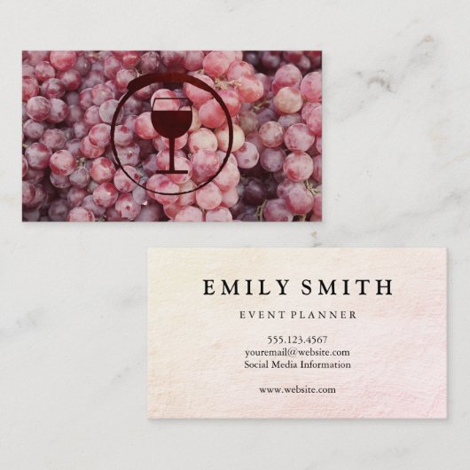 Carte De Visite Raisins de vin | Logo de l'industrie vinicole (Devant / Derrière)