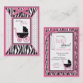 Carte De Visite Rappel de baby shower d'impression de zèbre et de (Devant / Derrière)
