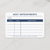 Carte De Visite Rappel de la nomination d'un dentiste moderne Code (Dos)