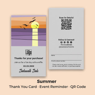 Carte De Visite Rappel de l'événement ・ Code QR ・ Merci d'été