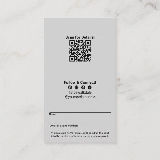 Carte De Visite Rappel de l'événement ・ Code QR ・ Merci d'été (Dos)