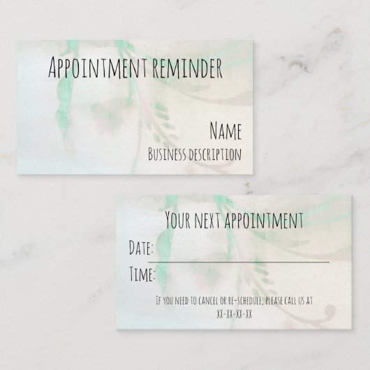 Carte De Visite Rappel de nomination (Devant / Derrière)