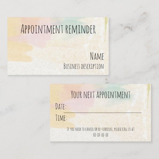 Carte De Visite Rappel de nomination (Devant / Derrière)