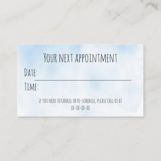 Carte De Visite Rappel de nomination (Dos)
